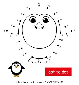 Cute penguin connect dots order educational stock vector royalty free