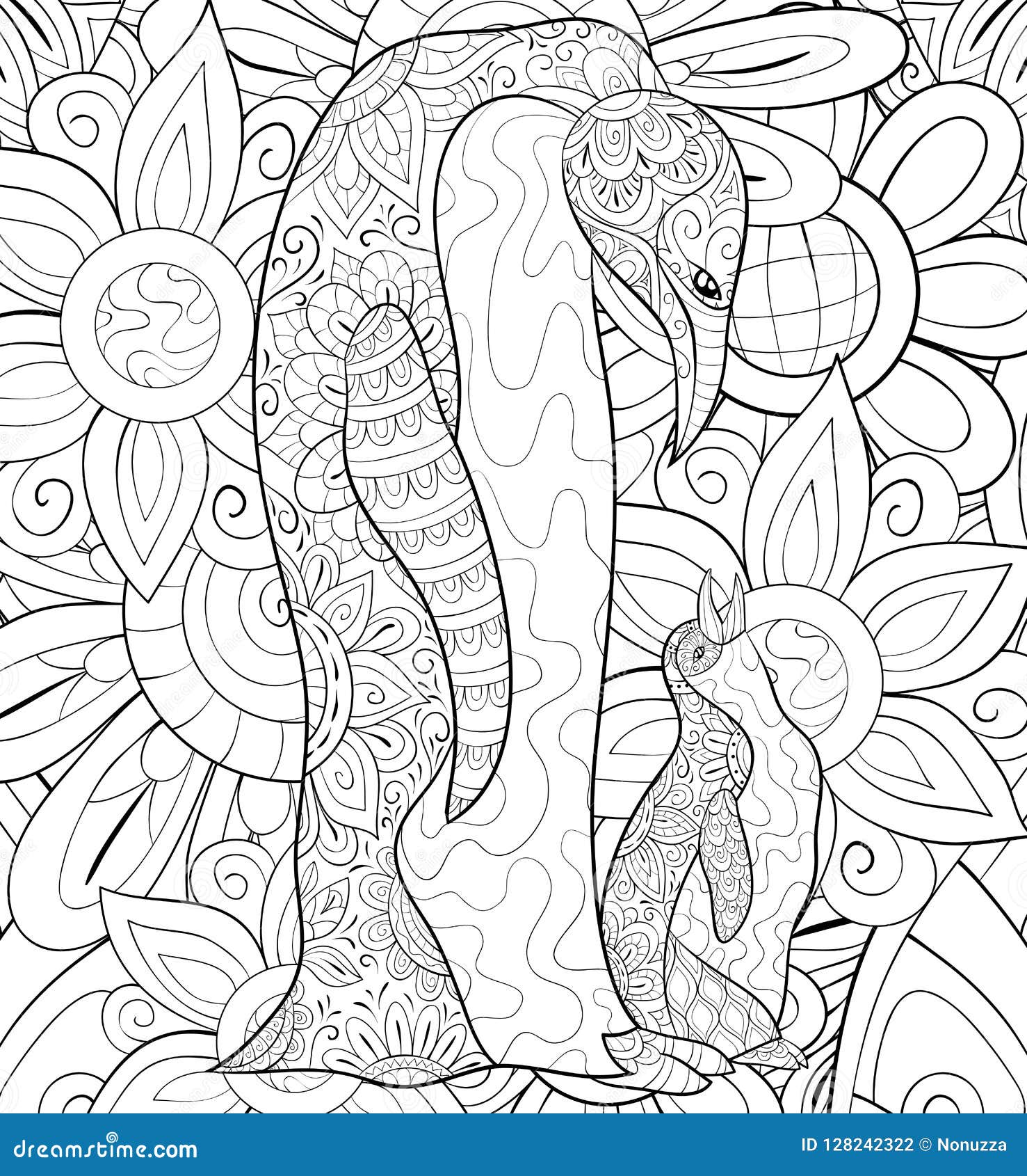 Adult coloring bookpage a cute family of penguins image for relaxing stock vector