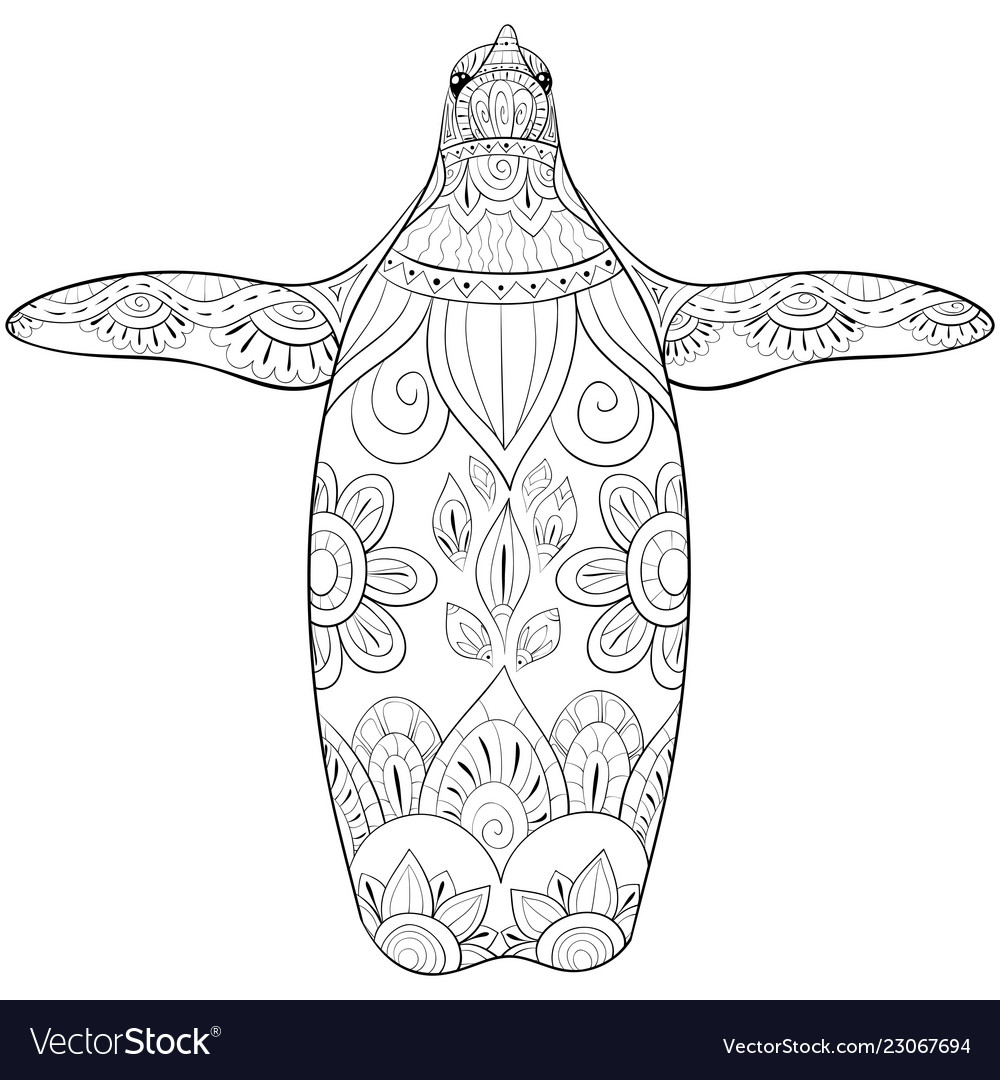Adult coloring bookpage a cute penguin image vector image
