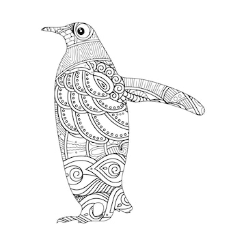 Premium vector penguin mandala coloring vector illustration book for kids and adults