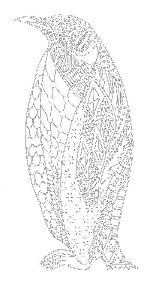 Adult coloring page penguins