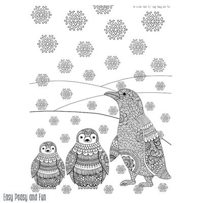 Penguins winter coloring page for adults penguin coloring pages adult coloring pages coloring pages winter