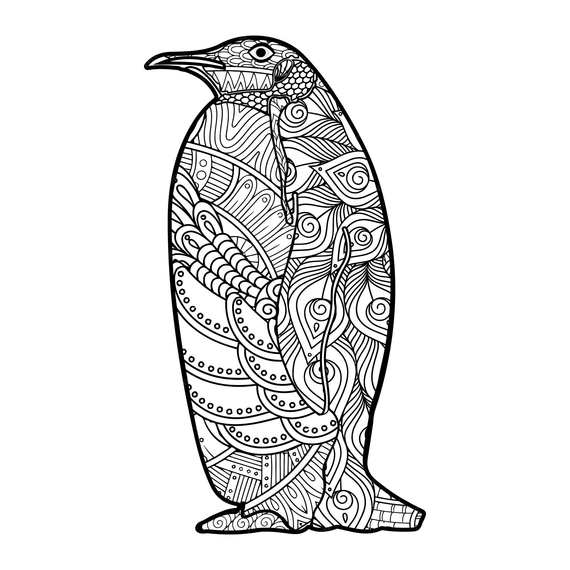 Premium vector penguin mandala coloring vector illustration kids and adults design