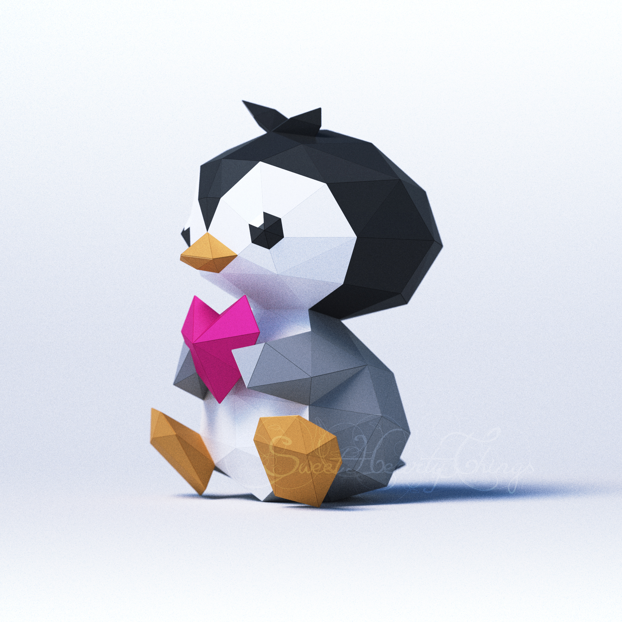 D papercraft â baby penguin â pdf dxf templates