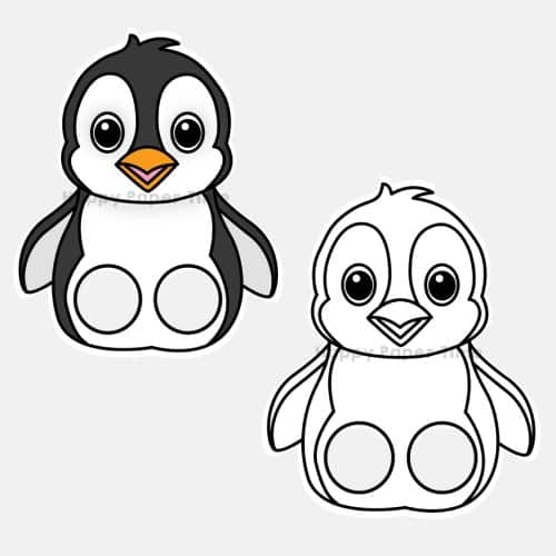 Penguin finger puppets with coloring