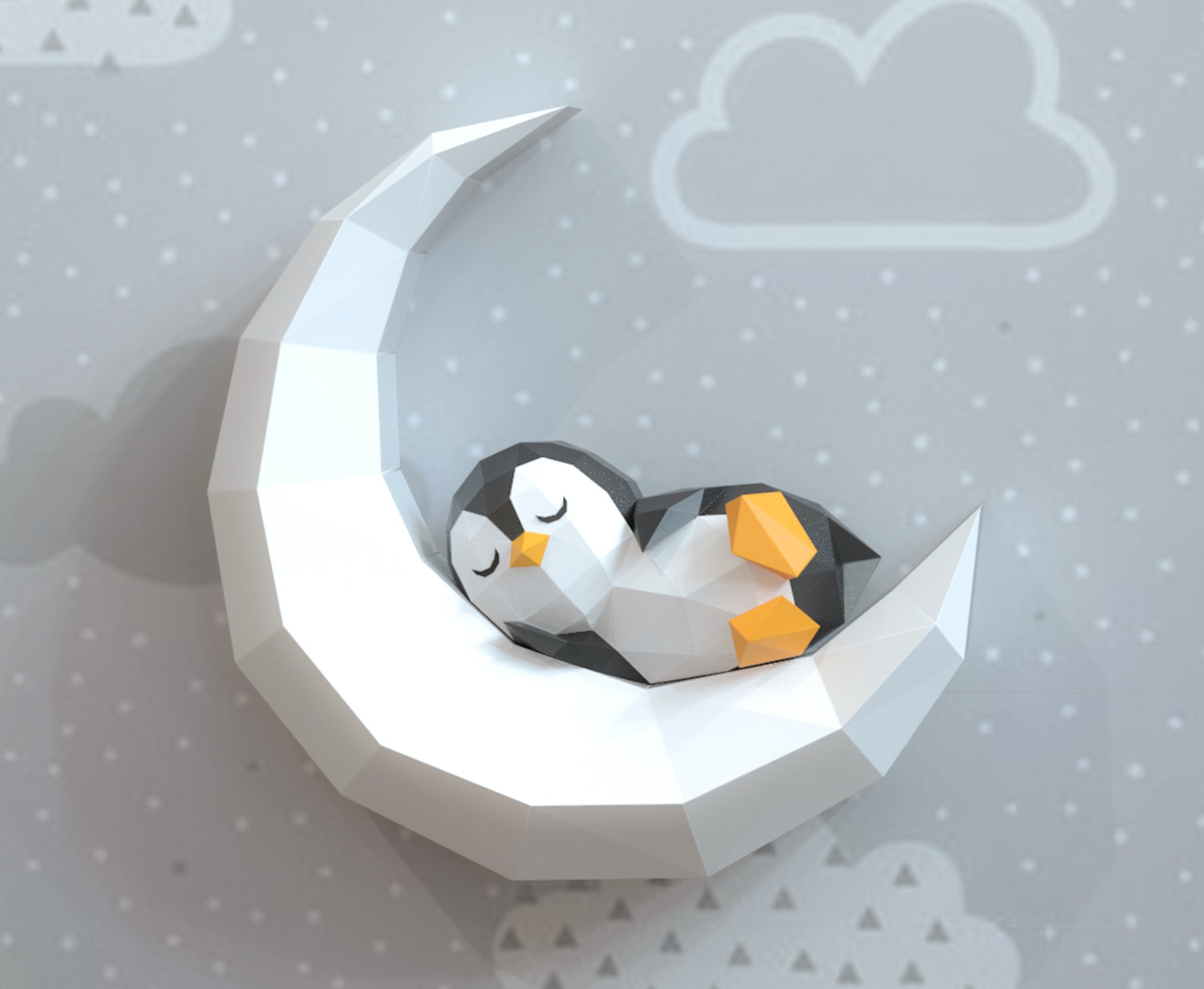 Penguin papercraft penguin papercraft bird penguin on moon papercraft moon diy crafts penguin statue paper model gifts wall decor home decor â wonder ming studio