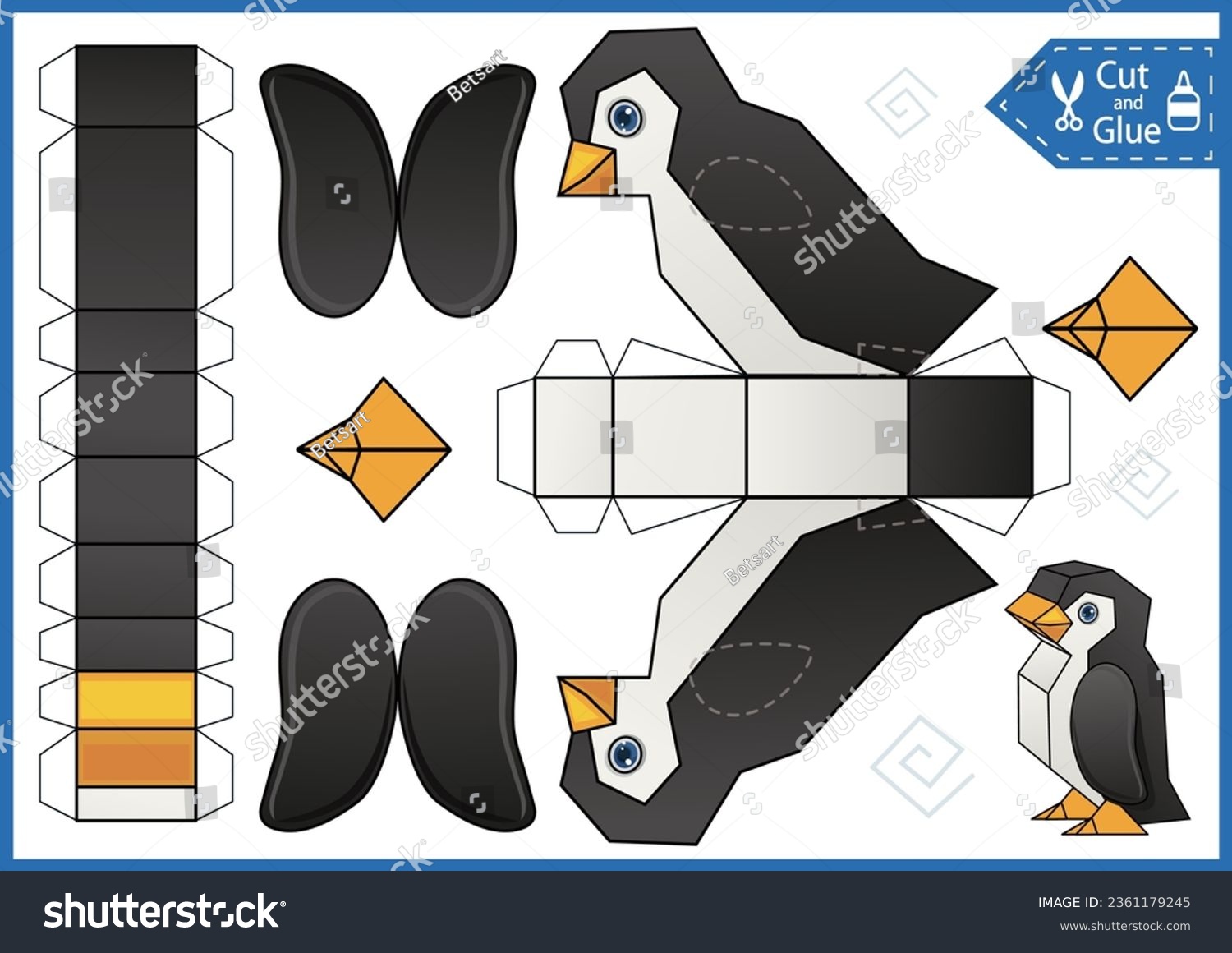 Craft game cut glue paper d stock vector royalty free