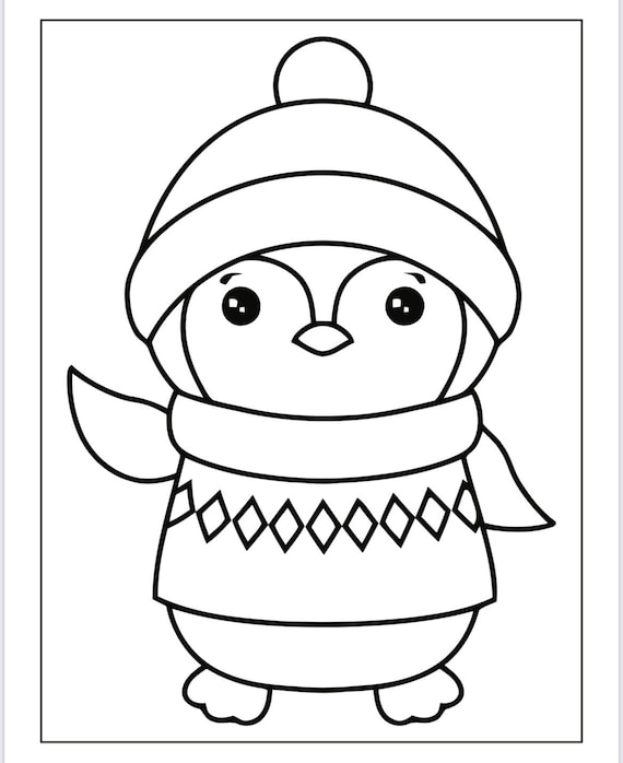 Penguins coloring pages collection instant download