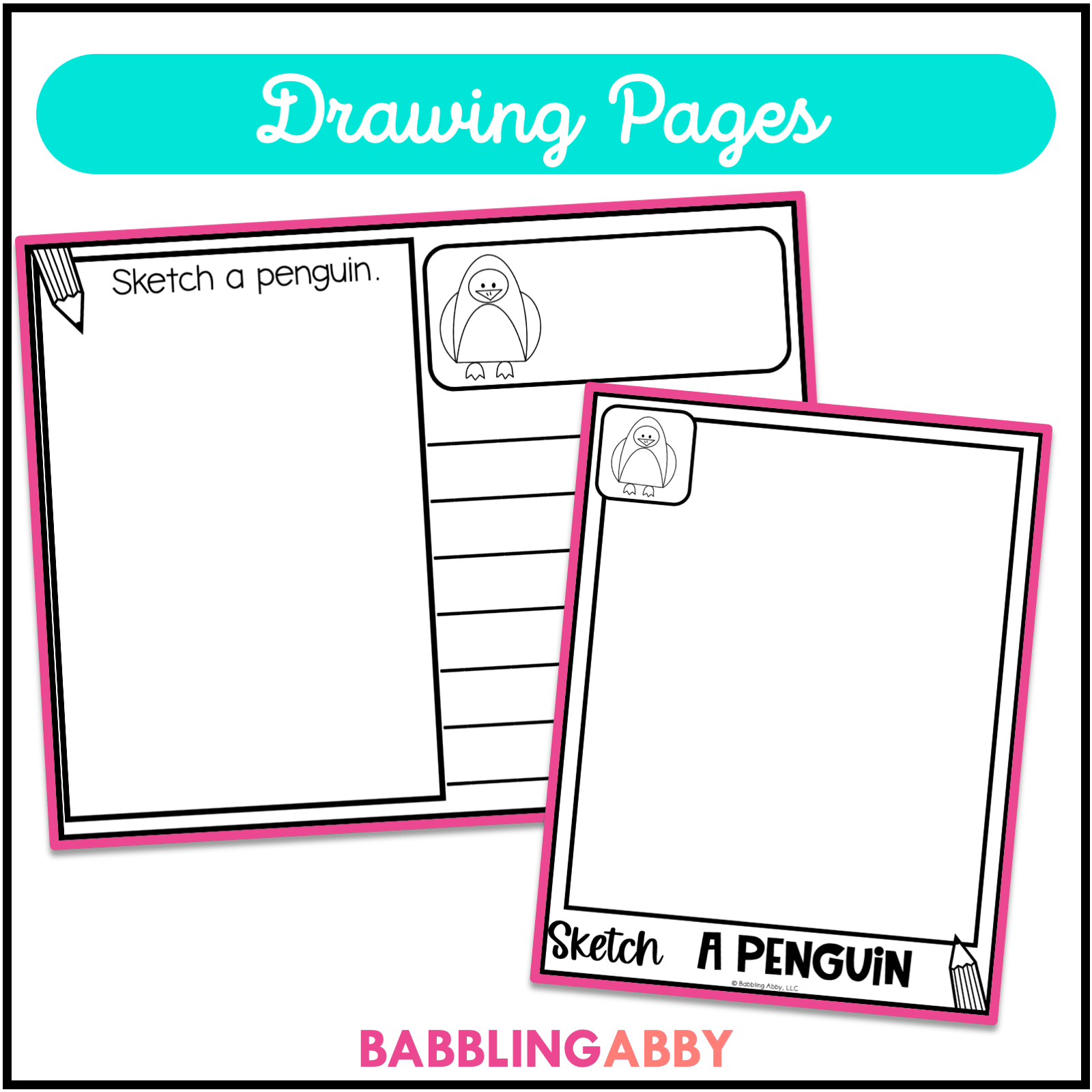 Penguin directed drawing following directions coloring page for january winter