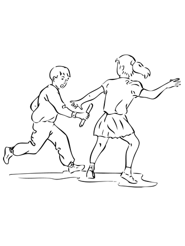 Kids relay race coloring page free printable coloring pages
