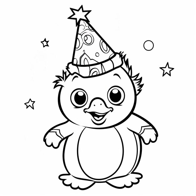 Premium ai image baby penguin coloring pages for birthdays glimmering carnivalcore solapunk uhd image
