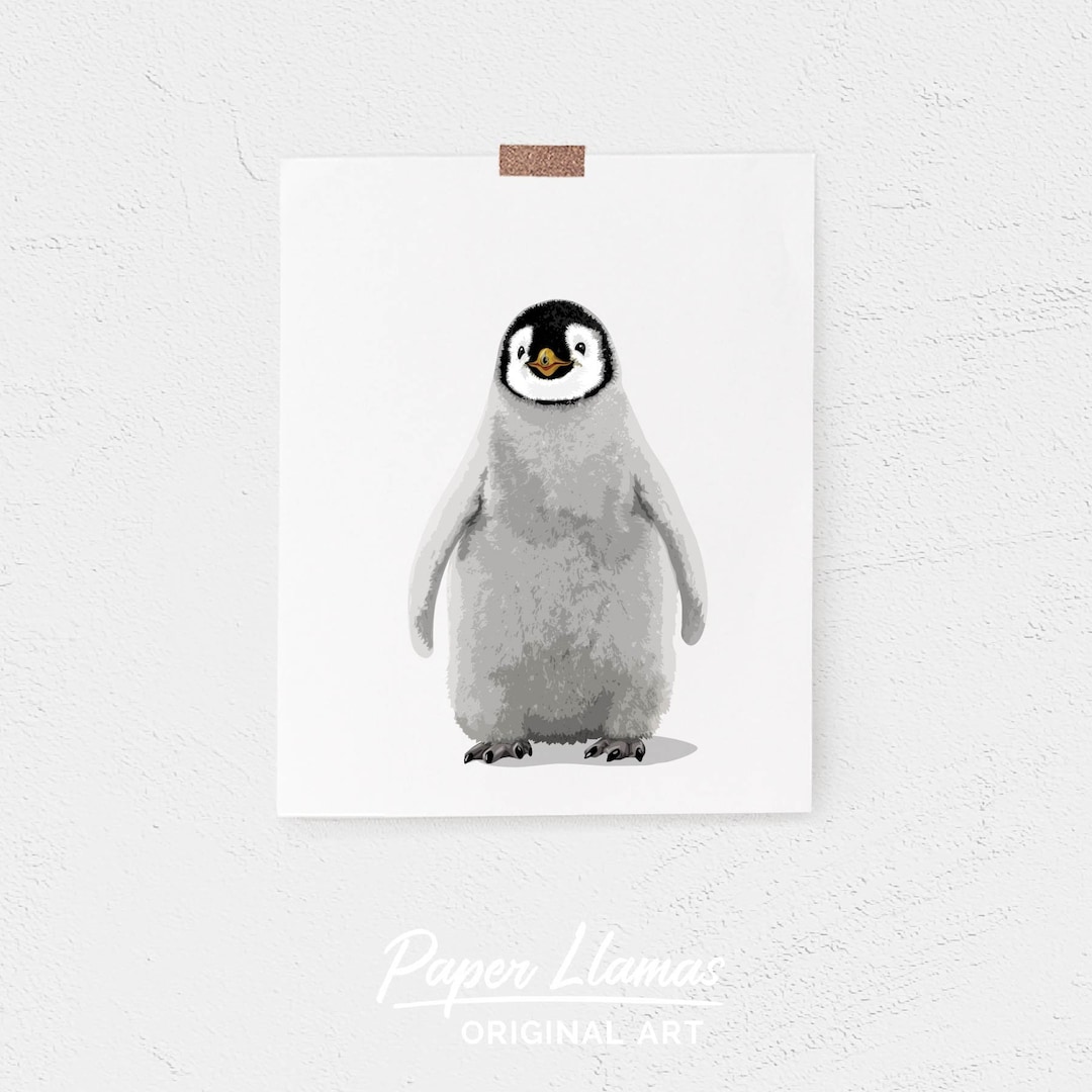 Baby penguin printable black and white penguin nursery artwork minimalist baby animal art