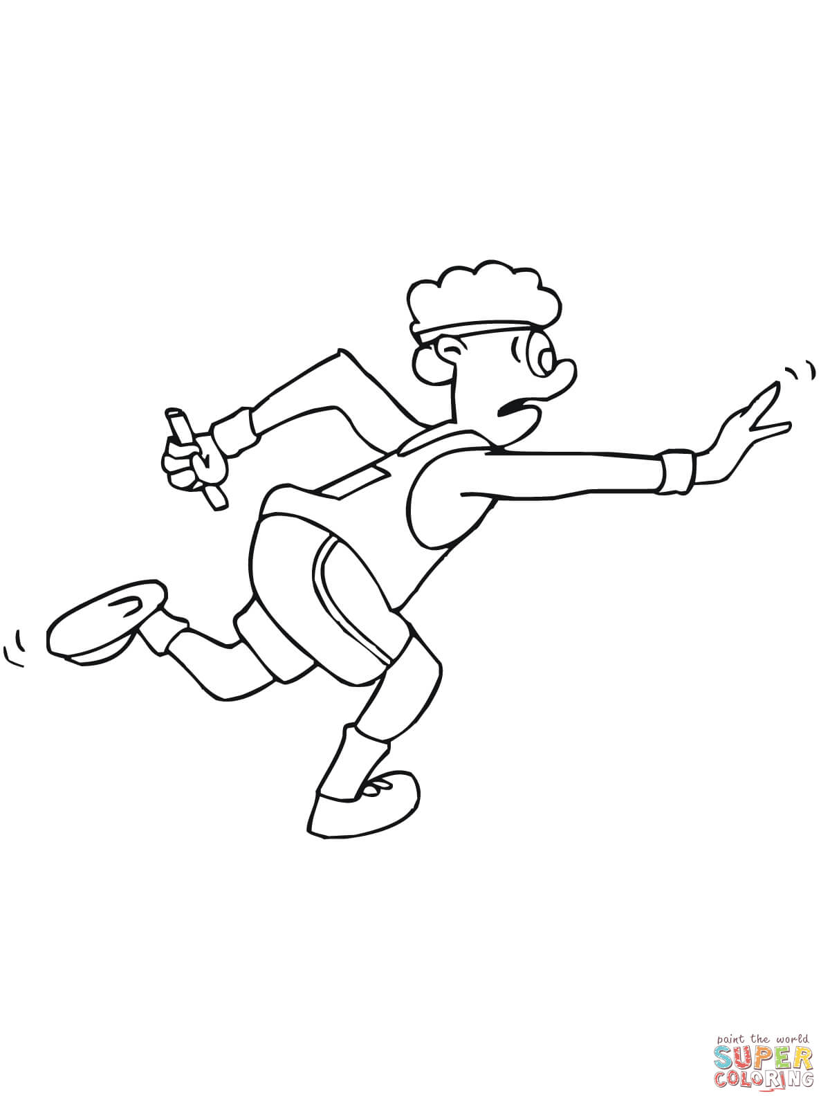 Relay race runner coloring page free printable coloring pages