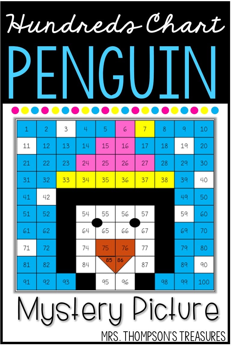 Hundreds chart winter penguin
