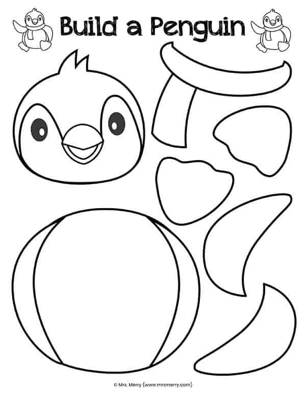 Build a penguin free printable kids craft mrs merry