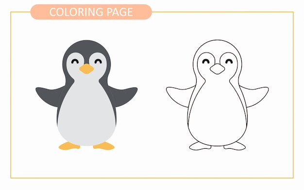 Premium vector coloring page of baby penguin educational tracing coloring book for kids