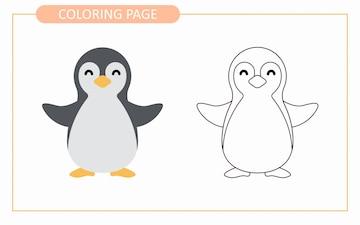 Premium vector coloring page of baby penguin educational tracing coloring book for kids