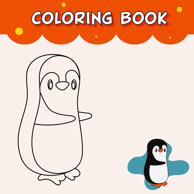 Premium vector coloring book sheet with cartoon penguin for children tracing