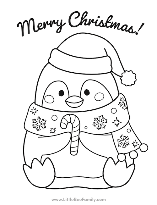 Christmas penguin coloring page