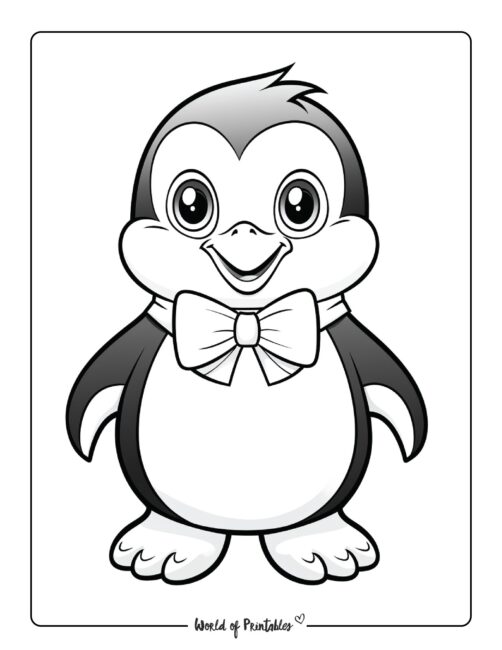 Penguin coloring pages for kids adults