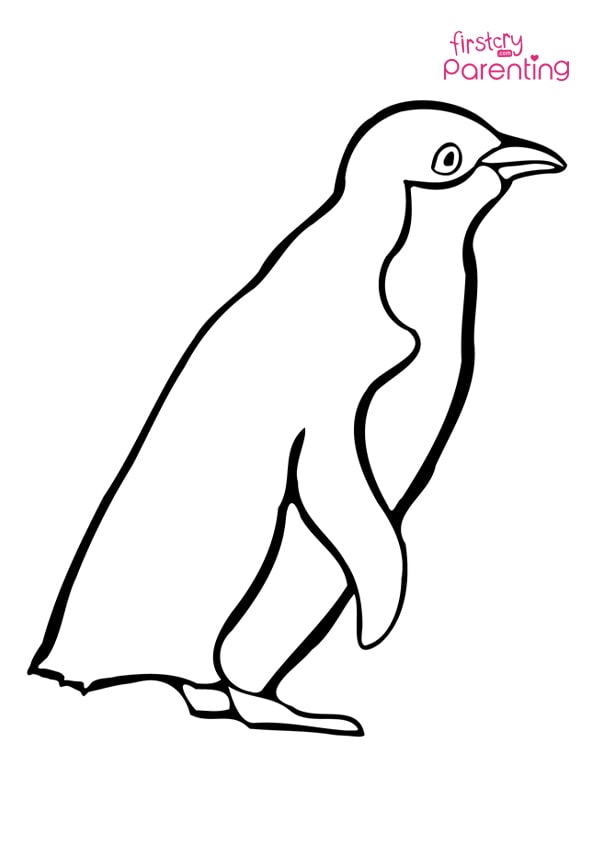 Funny penguin with bow tie coloring page for kids