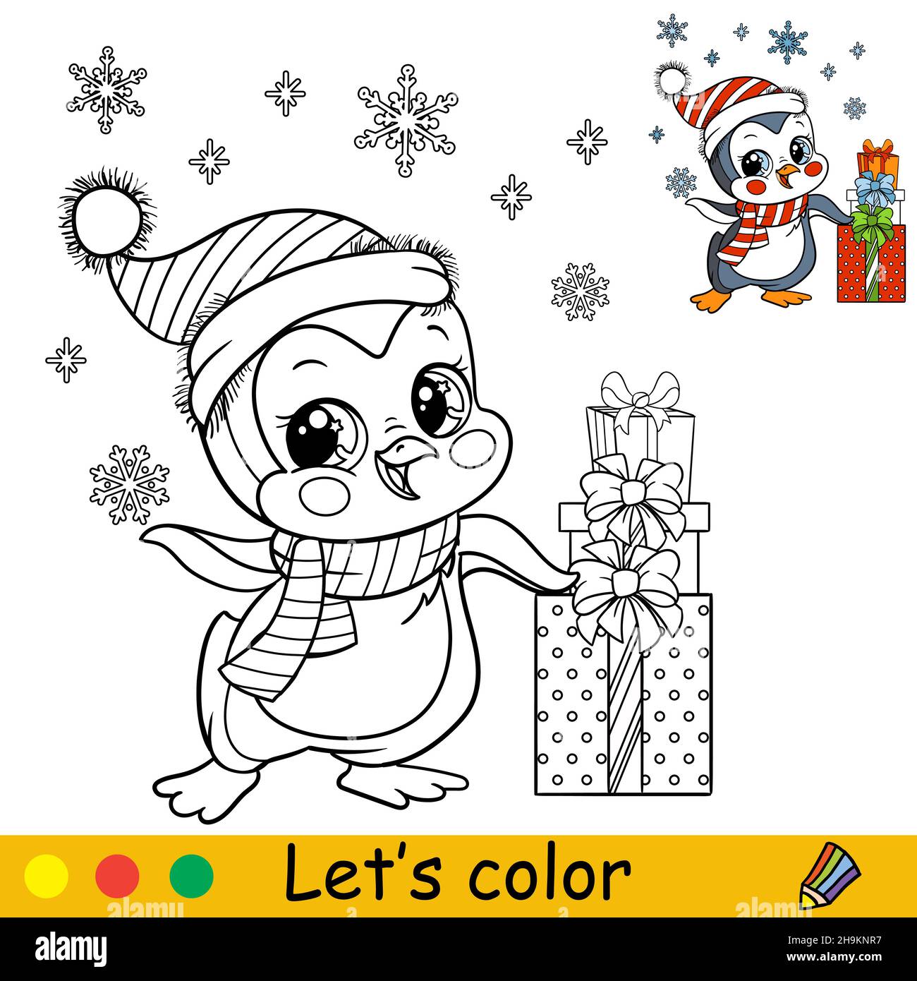 Vector illustration penguin cartoon coloring hi