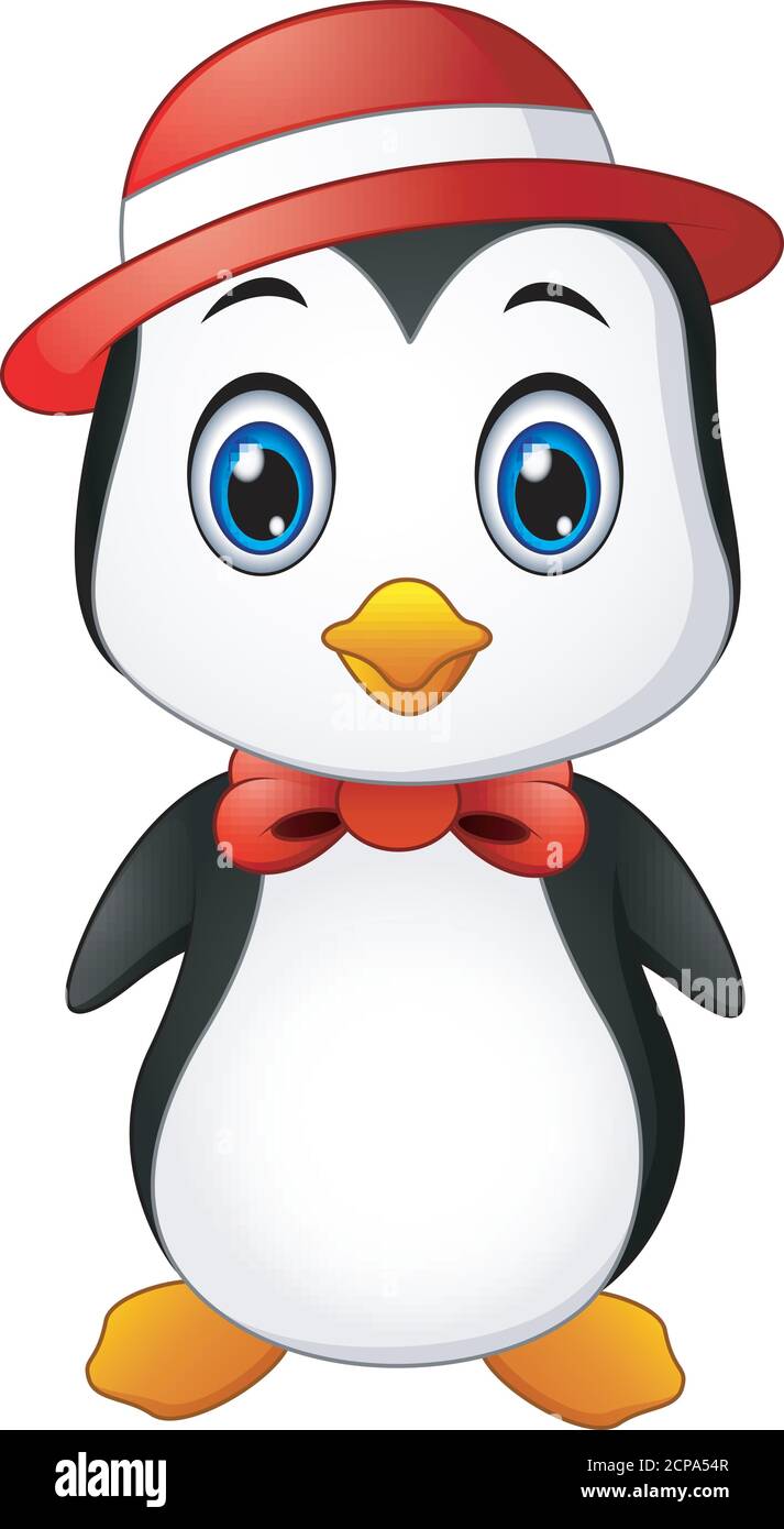 Vector illustration of christmas penguin in a cap and a bow tie stock vector image art
