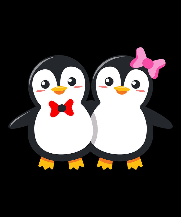 Cute penguin couple with bow tie penguin love digital art by norman w