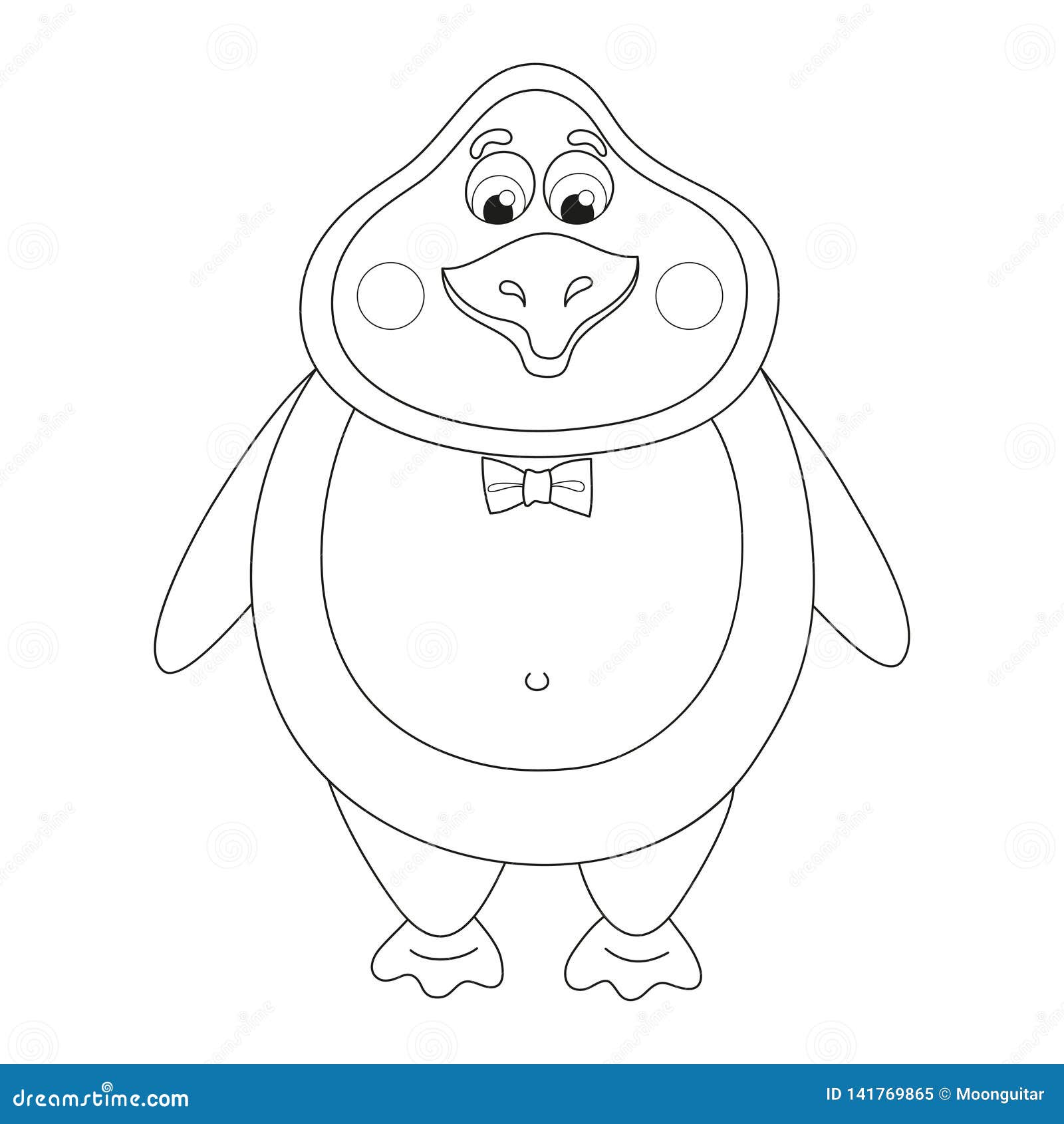 Cute penguin gentleman with bow tie elegant character coloring book stock vector