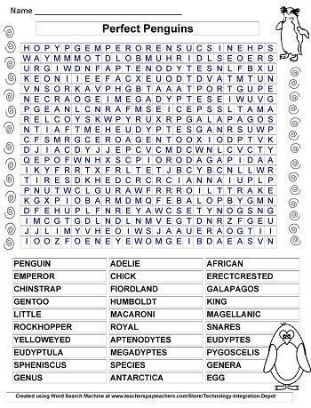 Penguin word search coloring and writing freebie â wise owl factory