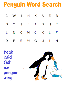 Penguins word search puzzles