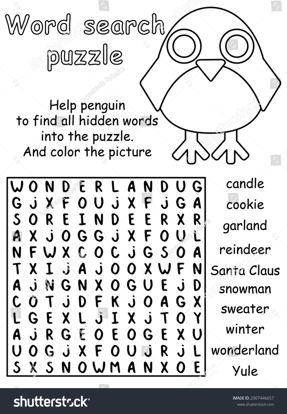 Happy christmas word search puzzle kids stock vector royalty free