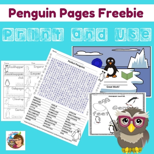 Penguin word search coloring and writing freebie â wise owl factory