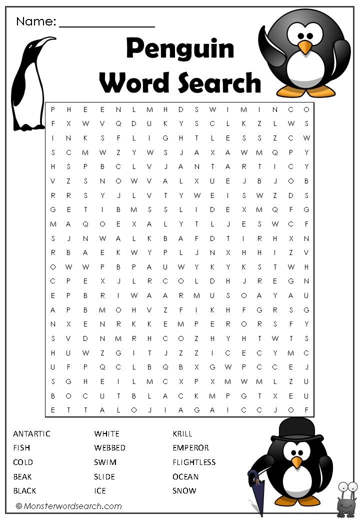 Nice penguin word search penguin activities penguins artic animals