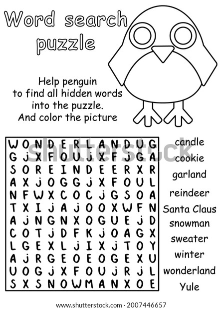Happy christmas word search puzzle kids stock vector royalty free
