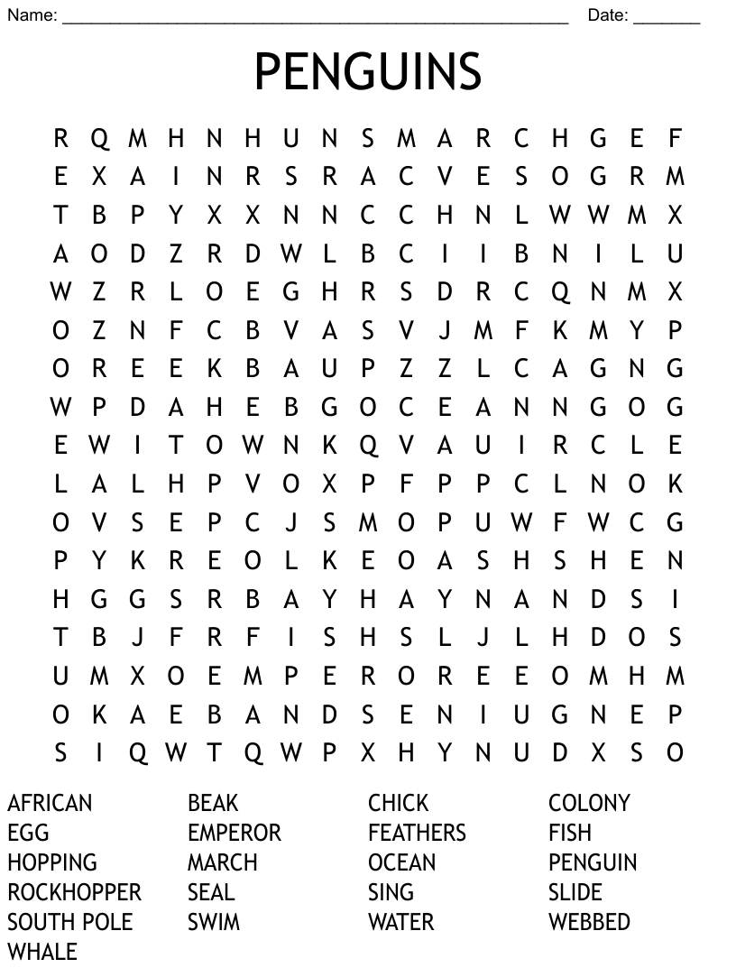 Penguins word search