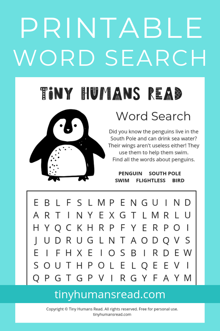 Penguin facts word search