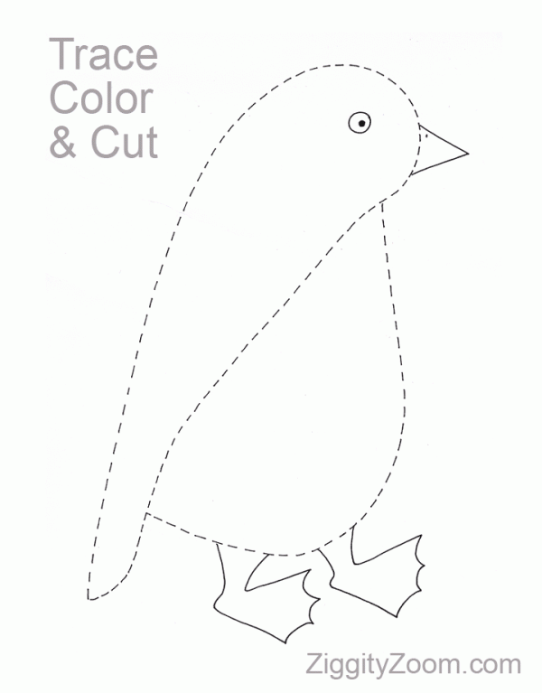 Trace color and cut penguin activity