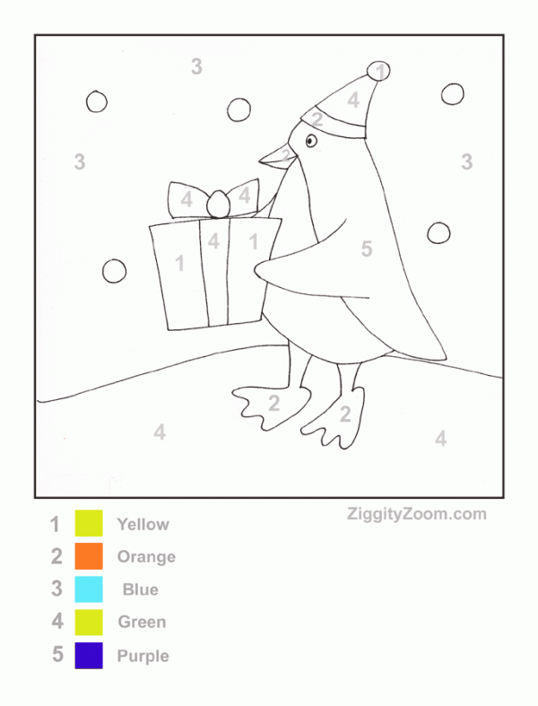Color by number penguin worksheet