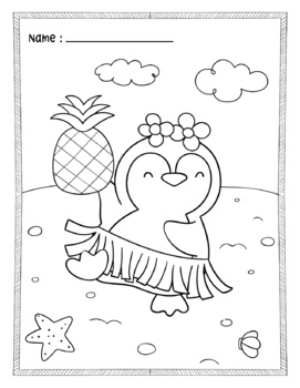 Summer penguin coloring pages end