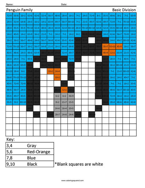 Penguin division coloring page