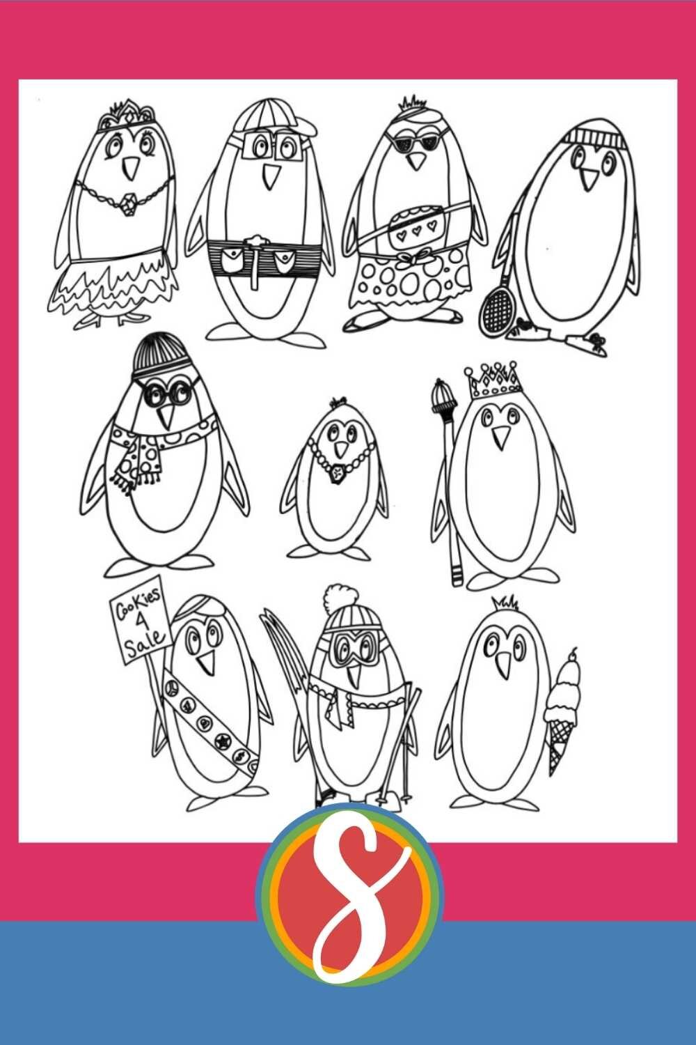 Free penguin coloring pages â stevie doodles