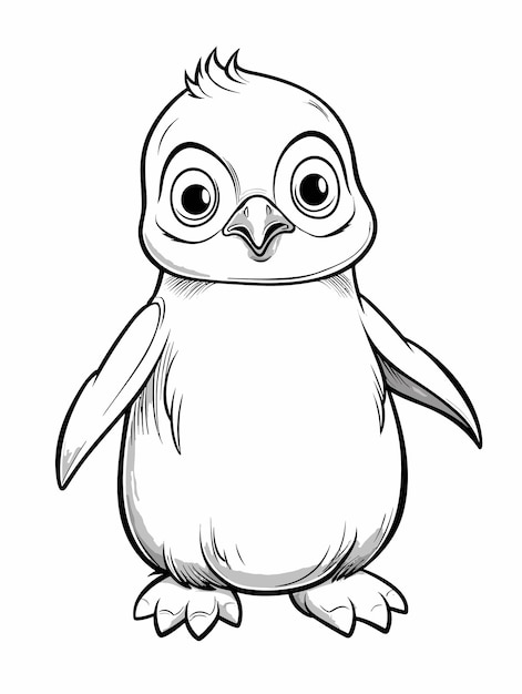 Premium vector hand drawn penguin outline illustration black and white coloring book or page for children