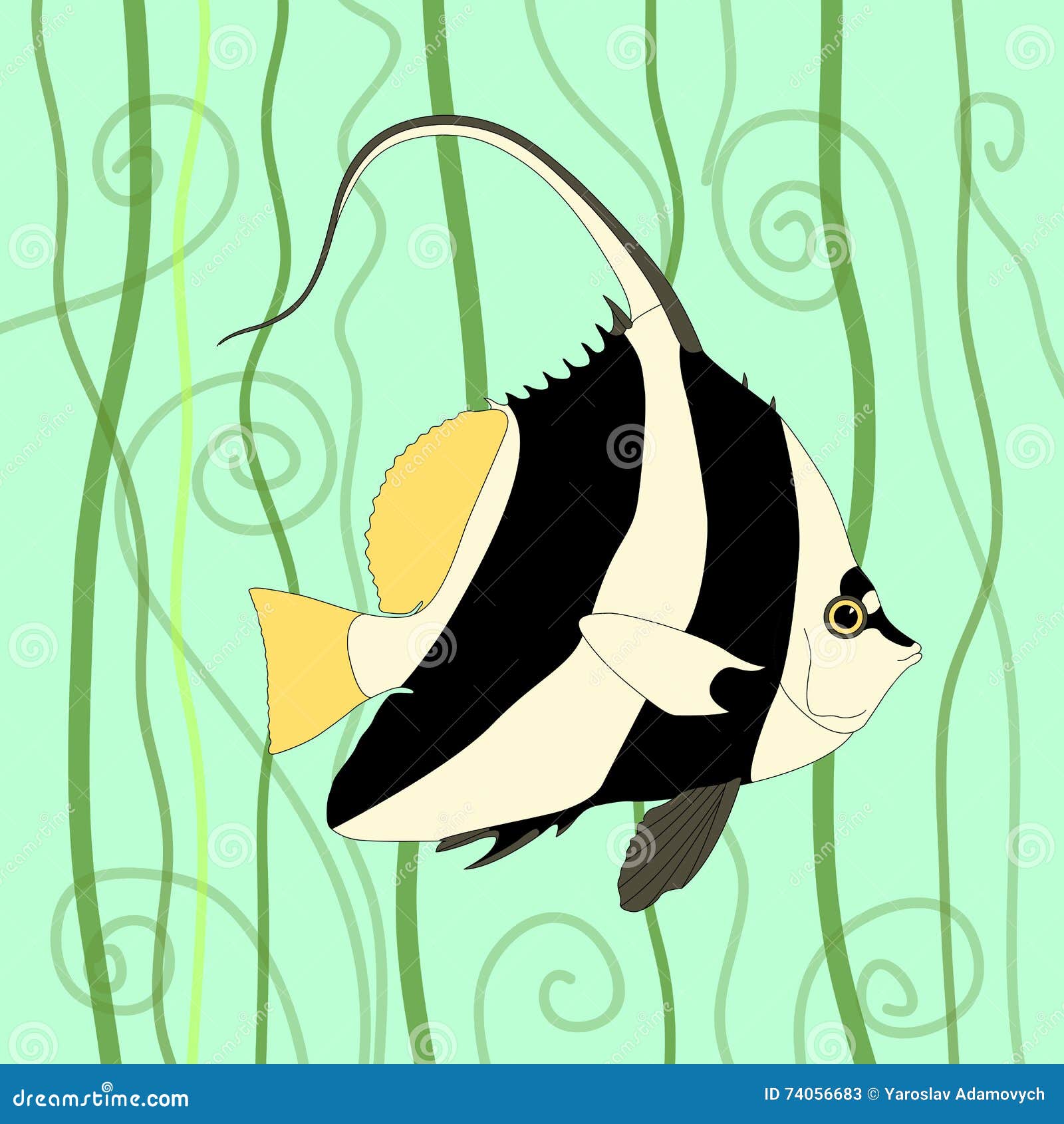 Pennant coralfish background algae stock vector
