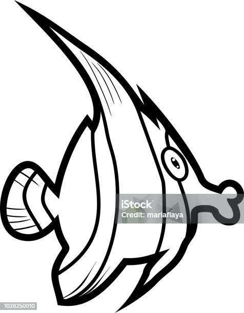 Coloring page tropical sea aquarium fish stock illustration