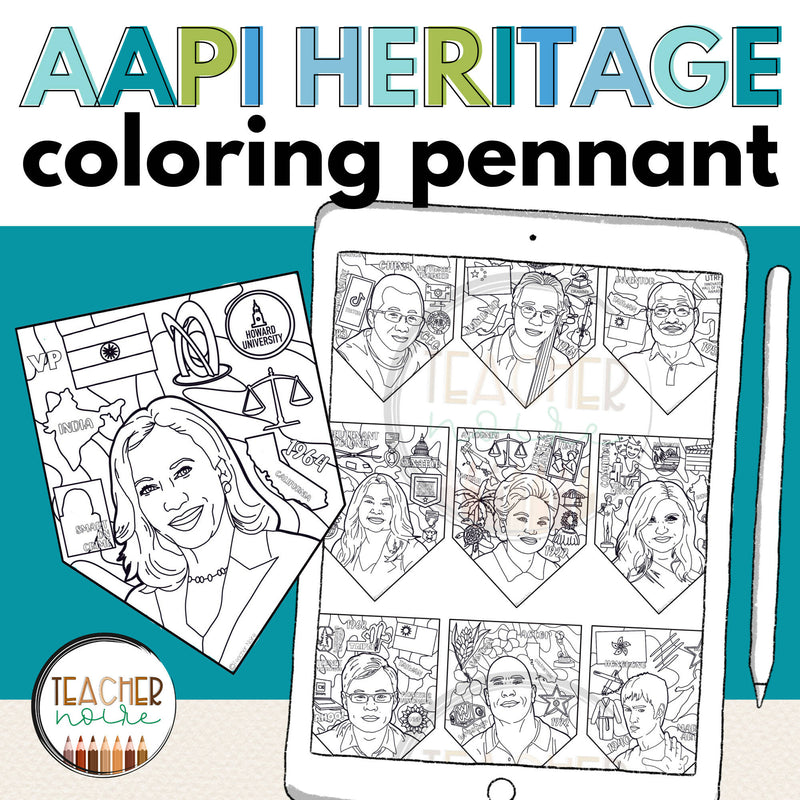 Asian pacific islander coloring pennants printable teacher resource teacher noire â schoolgirl style