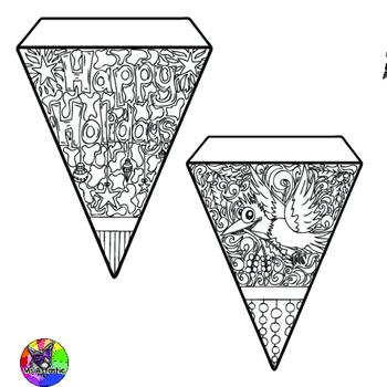 Christmas coloring pages pennant banner coloring sheets tpt