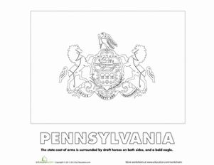 Pennsylvania state flag worksheet education state flags education flag coloring pages