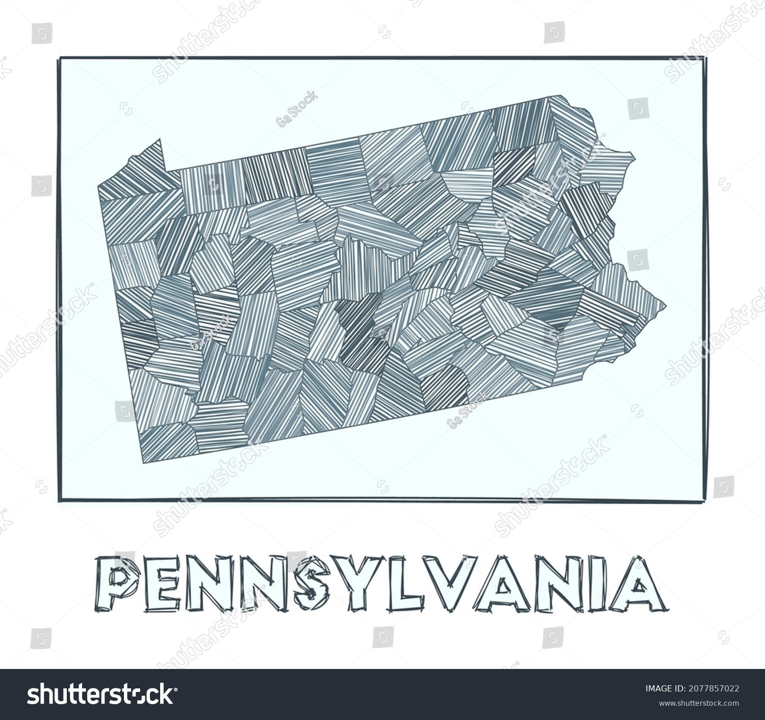 Sketch map pennsylvania grayscale hand drawn stock vector royalty free