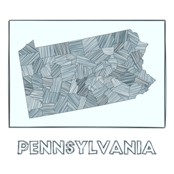 Sketch map of pennsylvania unique lettering sticker